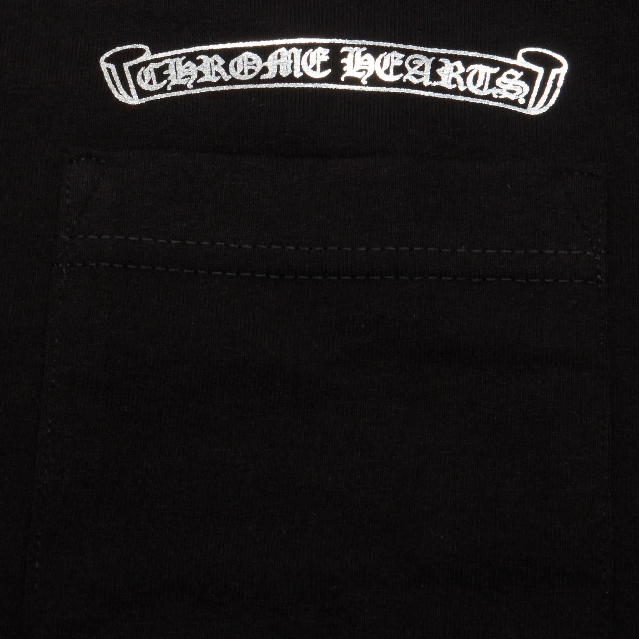 Detailed View of Chrome Hearts Silver Logo Black T-Shirt